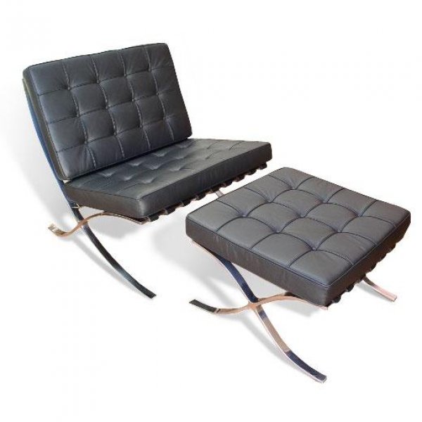 Barcelona Chair and Ottoman By Ludwig Mies Van Der Rohe